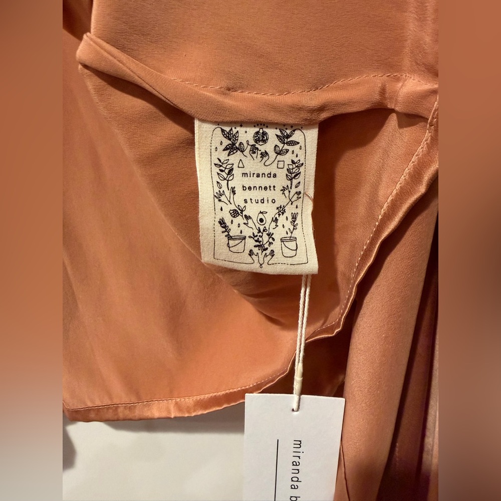NWT MBS Wrap Top 100% Silk Charmeuse one size peach pink naturally dyed - Picture 4 of 12